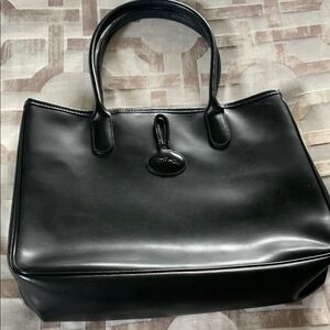Longchamp Roseau Black Leather Tote Bag